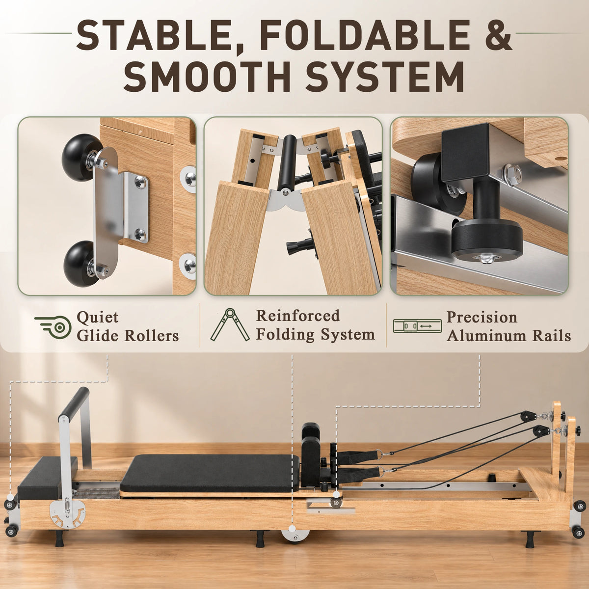 Gaia X1 Foldable Wooden Pilates Reformer