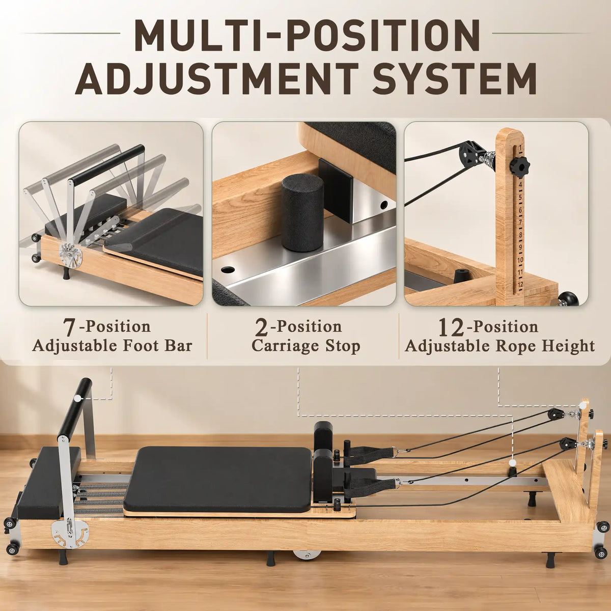 Gaia X1 Foldable Wooden Pilates Reformer